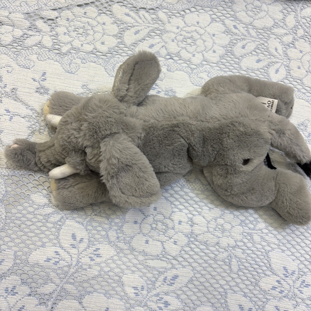 FAO Schwarz Adopt A Pet Plush Laying Gray Elephant 16"
